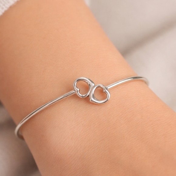 Tiffany & Co. Elsa Peretti Double Open Heart Bangle Bracelet